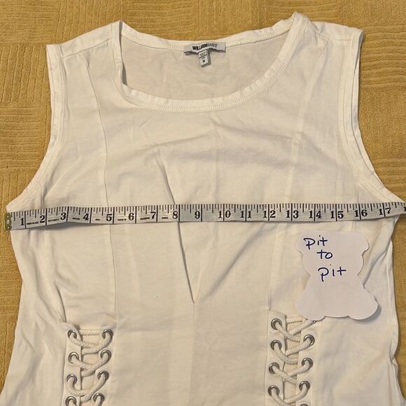 William Rast size medium white sleeveless lace up detail top one tiny spot EUC - Picture 12 of 13